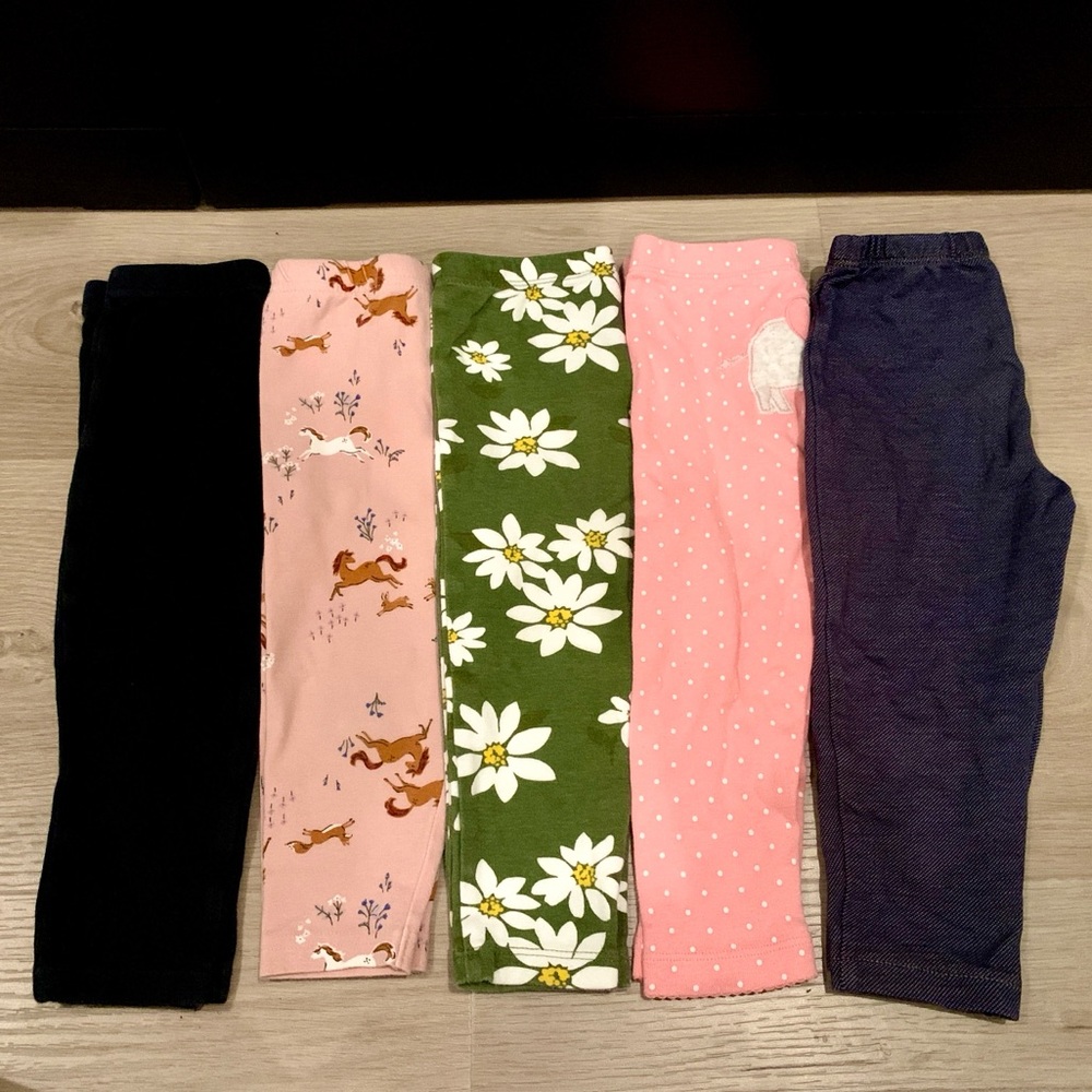 5 Pairs Carter’s 18m Toddler Tights Pants Baby Unicorn Pink Flowers Elephant